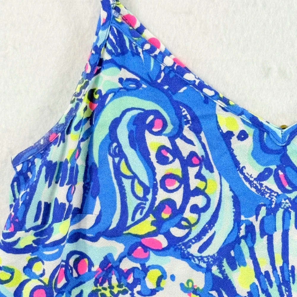 Lilly Pulitzer Ceviche Ramona Top Women 0 Blue Pink Tassel Beachy Coastal Preppy